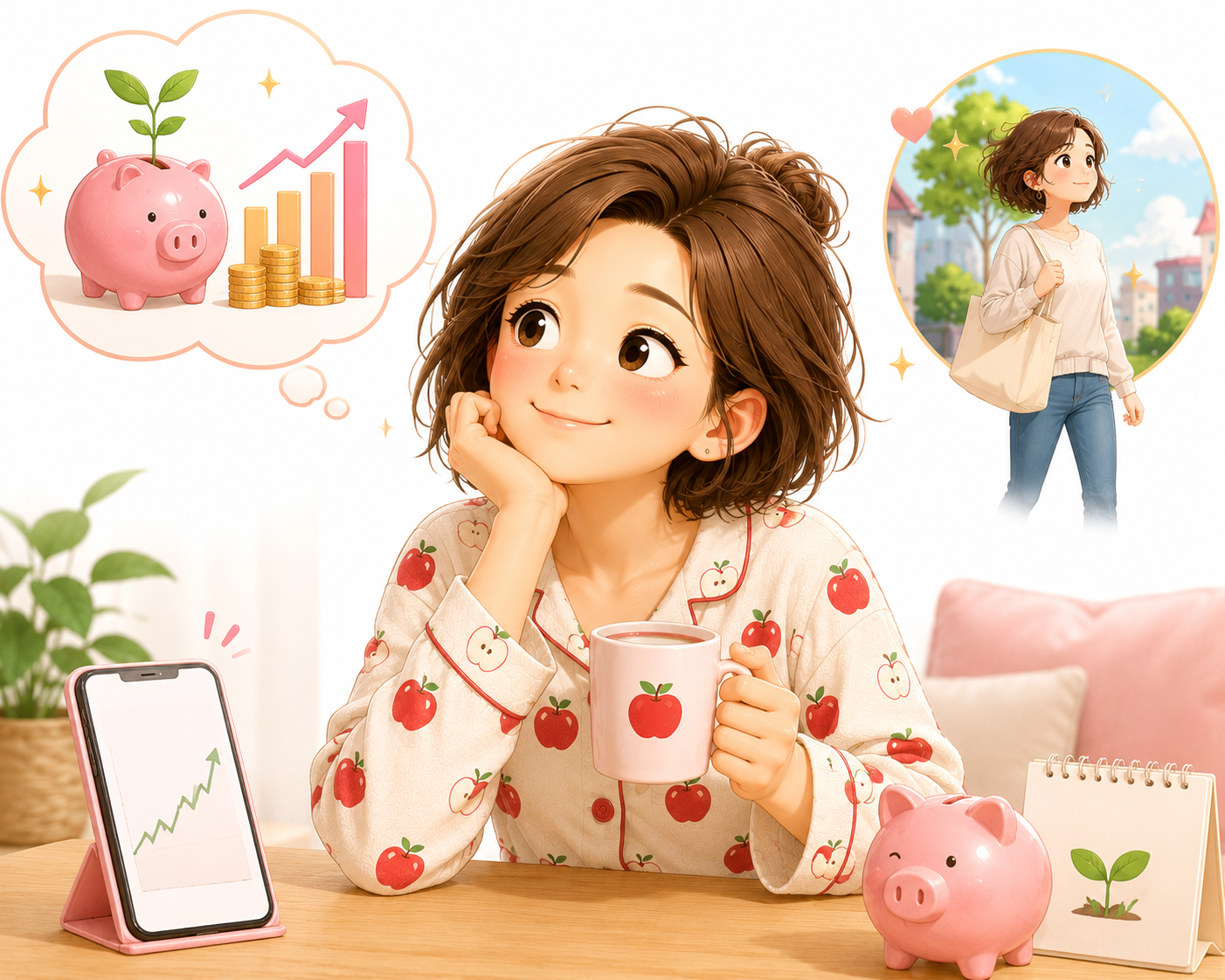 NISAを始めて自由な未来を夢見るイラスト