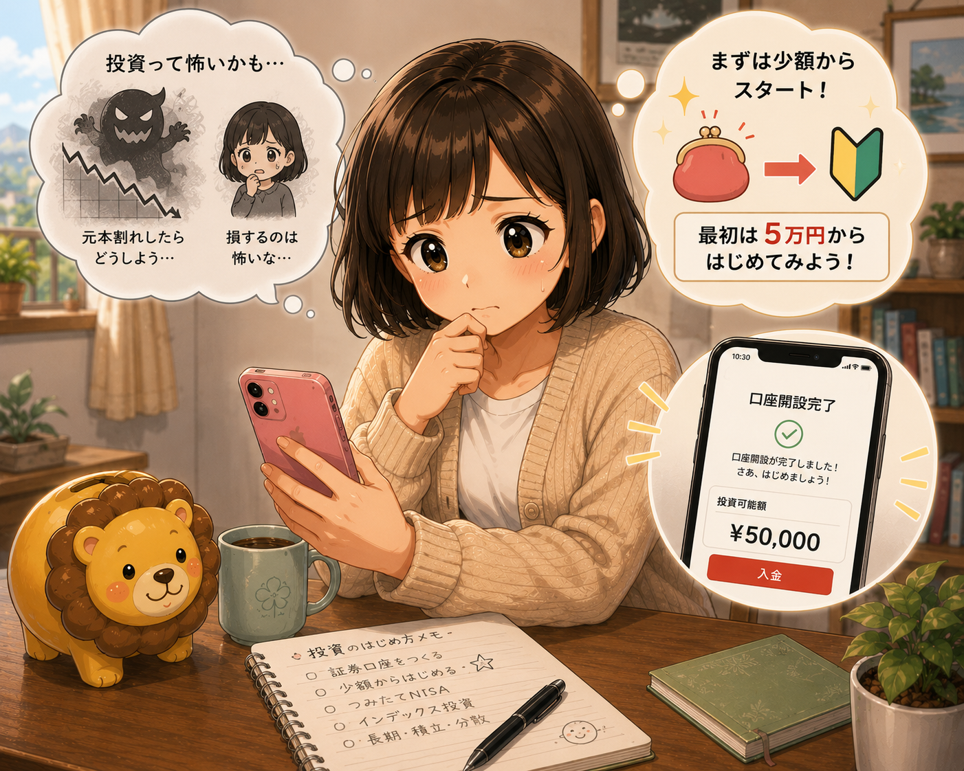 少額から始めてみようのイラスト